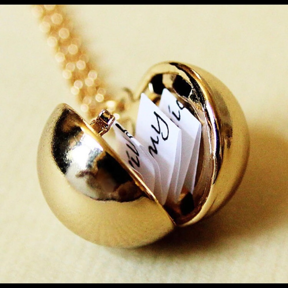 Message Locket gold necklace love wedding memory